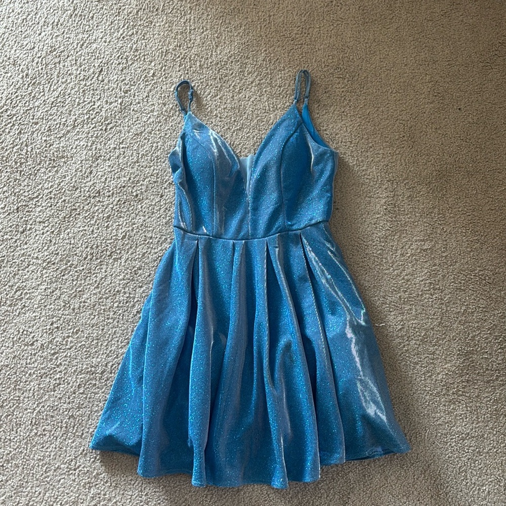 B Darlin Blue sparkly Hoco dress